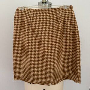 Maggie Lawrence Women's Skirt Tan Plaid Knee Length Lined Pencil Size 8
